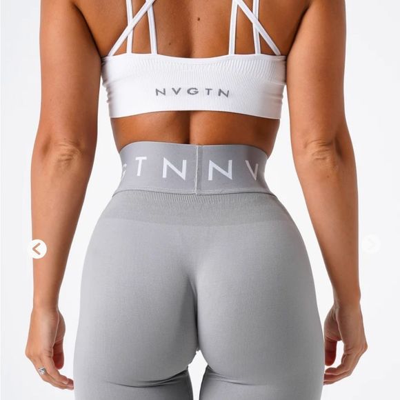 NVGTN Light Grey Sport Seamless Leggings size L NWT - Picture 3 of 6